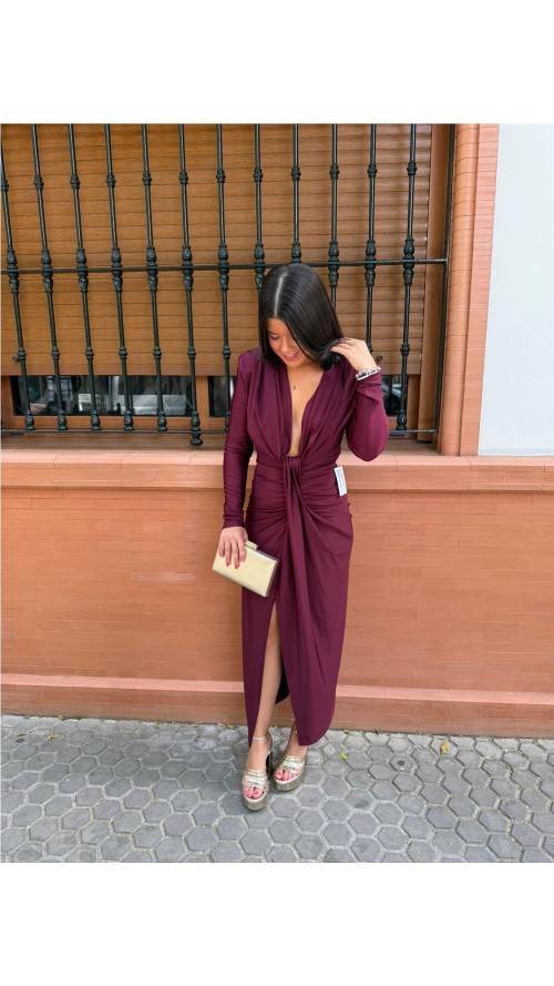 VESTIDO IRIS MANGA BURDEOS VESTIDO IRIS MANGA BURDEOS