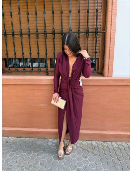 VESTIDO IRIS MANGA BURDEOS