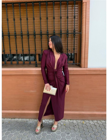 VESTIDO IRIS MANGA BURDEOS