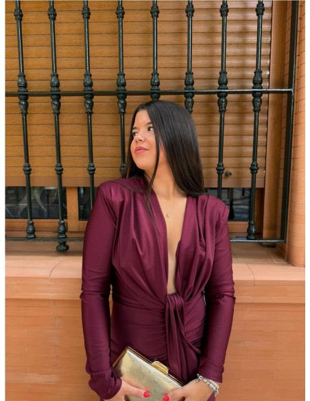 VESTIDO IRIS MANGA BURDEOS