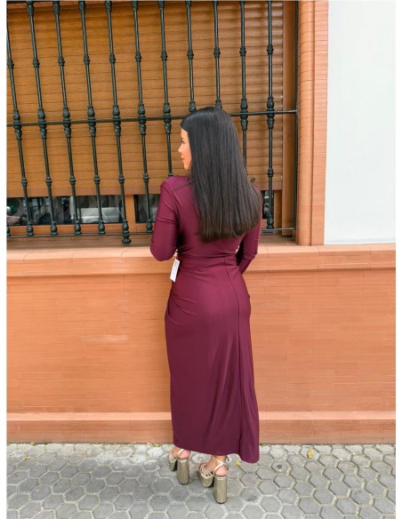 VESTIDO IRIS MANGA BURDEOS