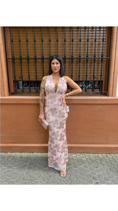 VESTIDO PEDRERIA ROSA