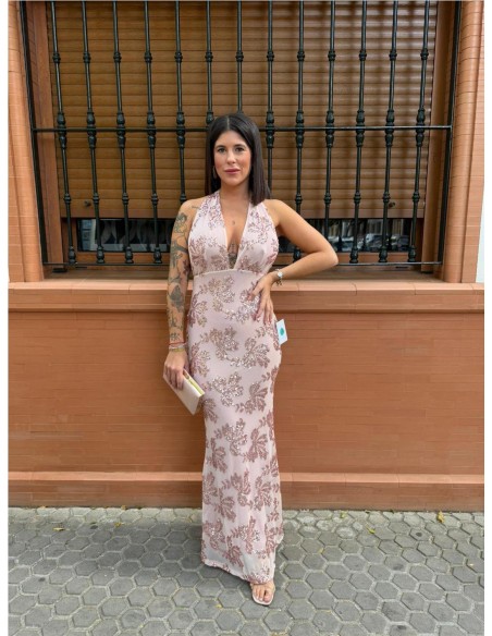 VESTIDO PEDRERIA ROSA