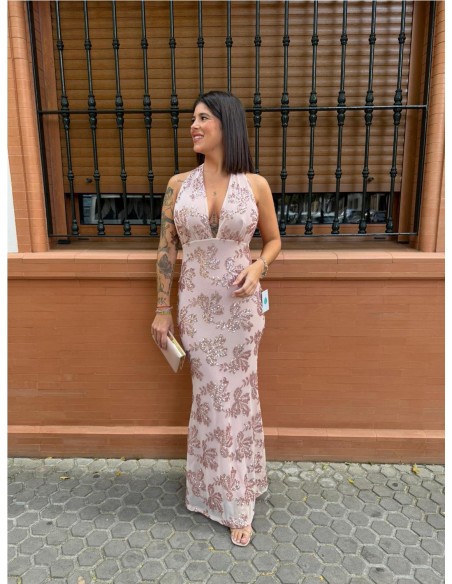 VESTIDO PEDRERIA ROSA