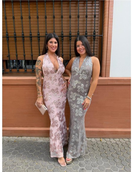 VESTIDO PEDRERIA ROSA