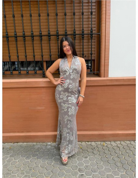 VESTIDO PEDRERIA GRIS