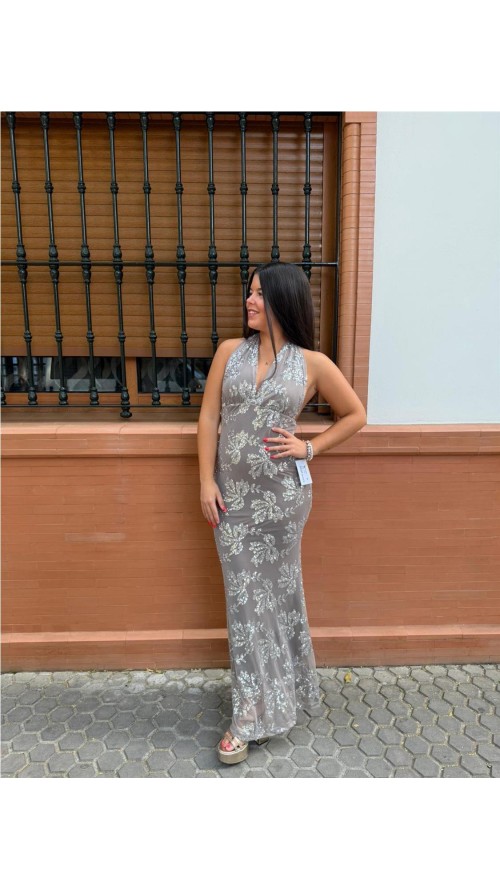 VESTIDO PEDRERIA GRIS