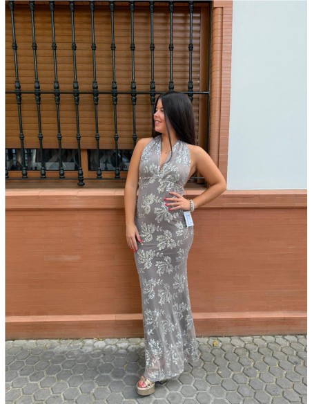 VESTIDO PEDRERIA GRIS