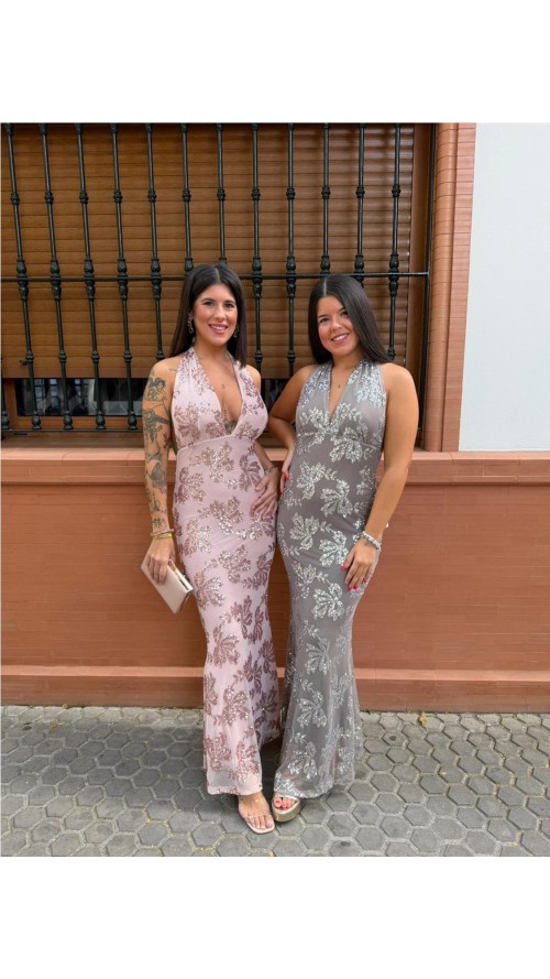 VESTIDO PEDRERIA GRIS