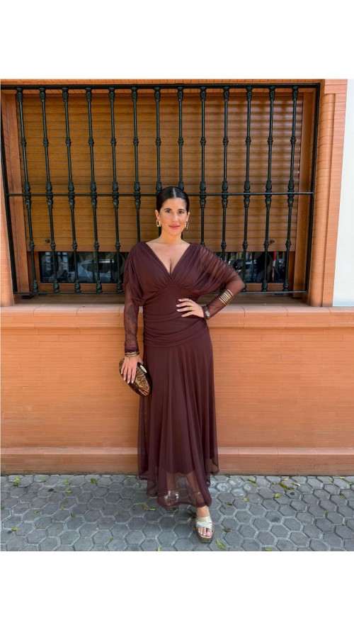 VESTIDO CARMEN MARRON