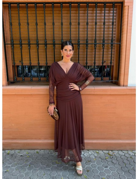 VESTIDO CARMEN MARRON