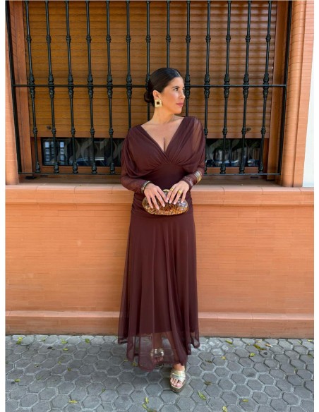 VESTIDO CARMEN MARRON