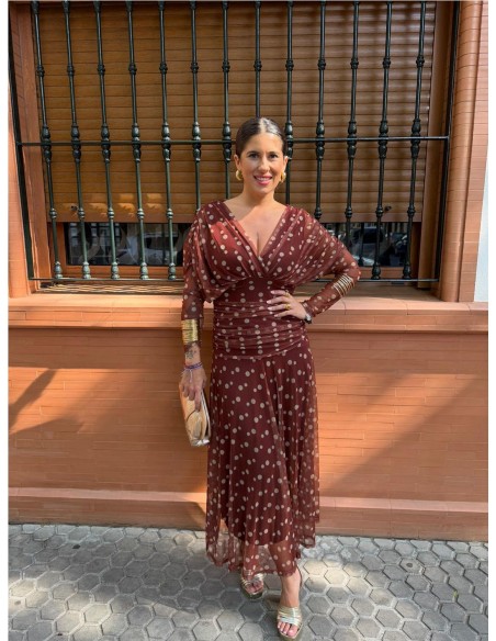 VESTIDO CARMEN ESTAMPADO TEJA