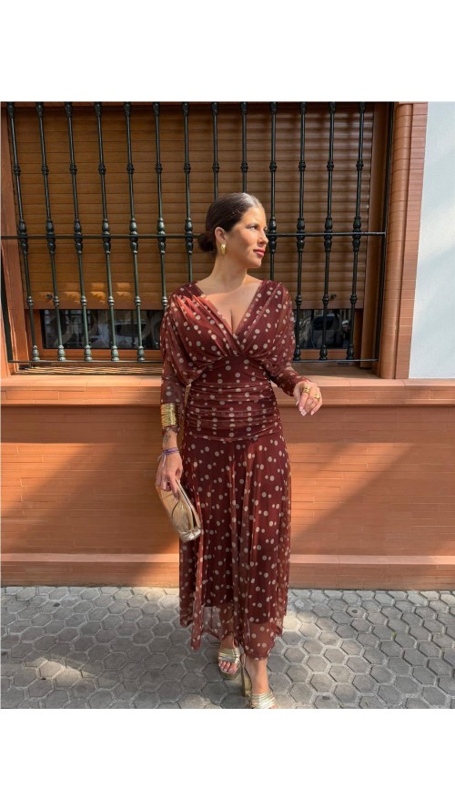 VESTIDO CARMEN ESTAMPADO TEJA