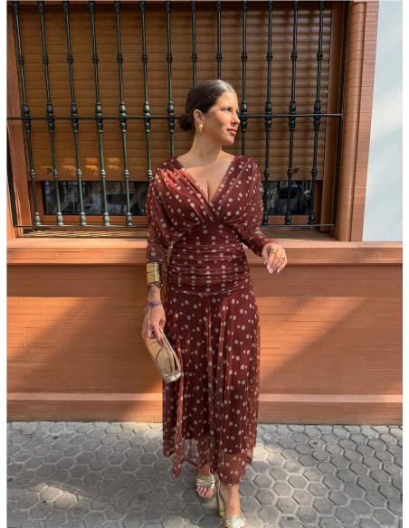 VESTIDO CARMEN ESTAMPADO TEJA