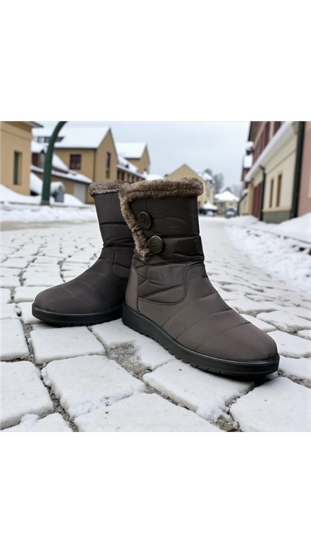 BOTA COMODA ADORNOS BOTONES MARRON 2