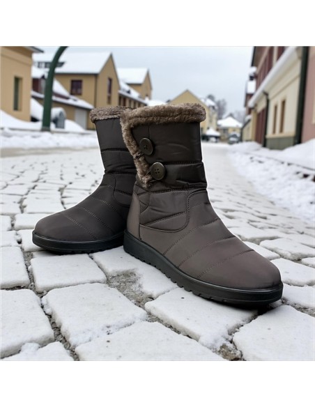 BOTA COMODA ADORNOS BOTONES MARRON