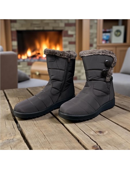 BOTA COMODA ADORNOS BOTONES MARRON