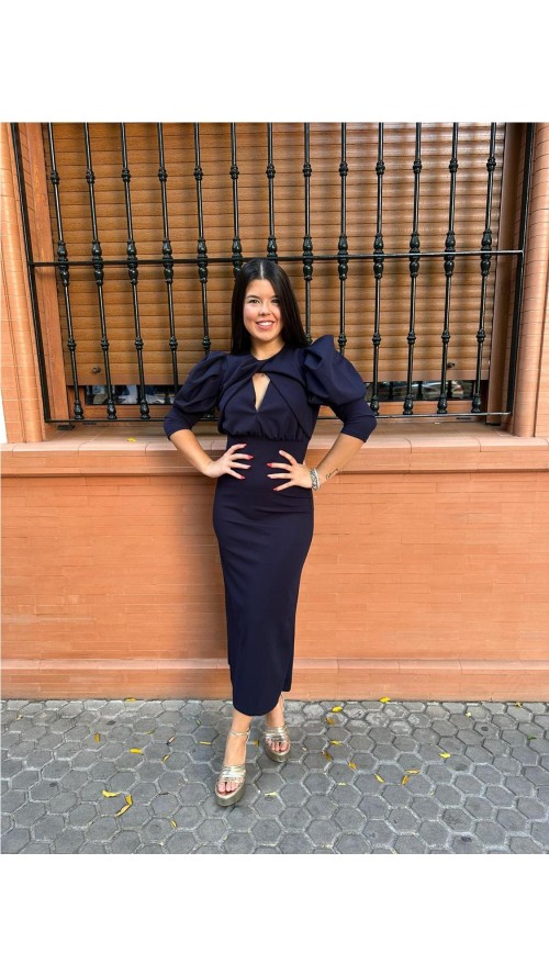 VESTIDO TESLA LISO MARINO