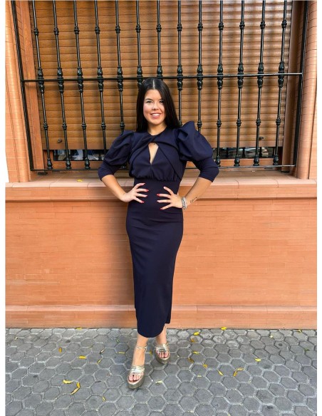 VESTIDO TESLA LISO MARINO