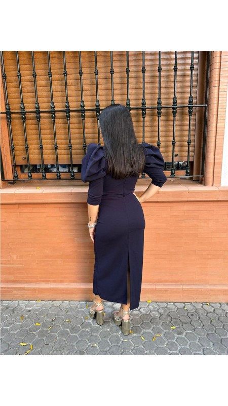 VESTIDO TESLA LISO MARINO 2