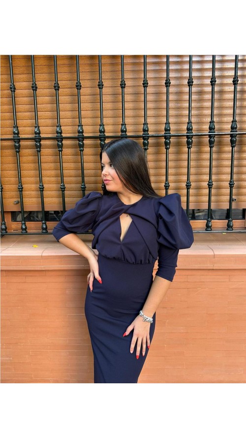 VESTIDO TESLA LISO MARINO