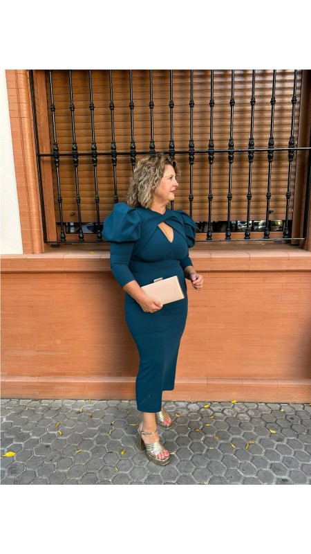 VESTIDO TESLA LISO PETROLEO