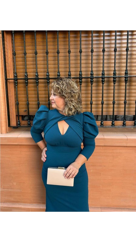 VESTIDO TESLA LISO PETROLEO 2