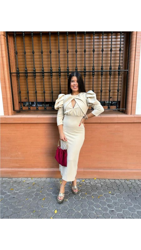 VESTIDO TESLA LISO BEIG