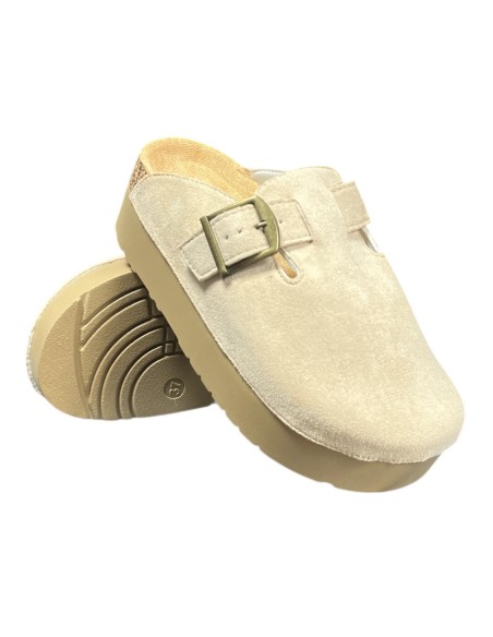 ZUECO SERRAJE HEBILLA BEIG