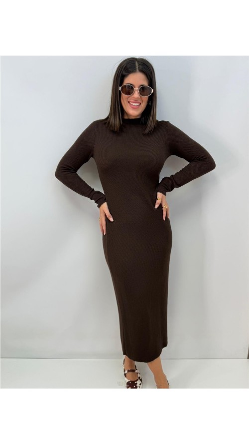 VESTIDO AMANDA MARRON
