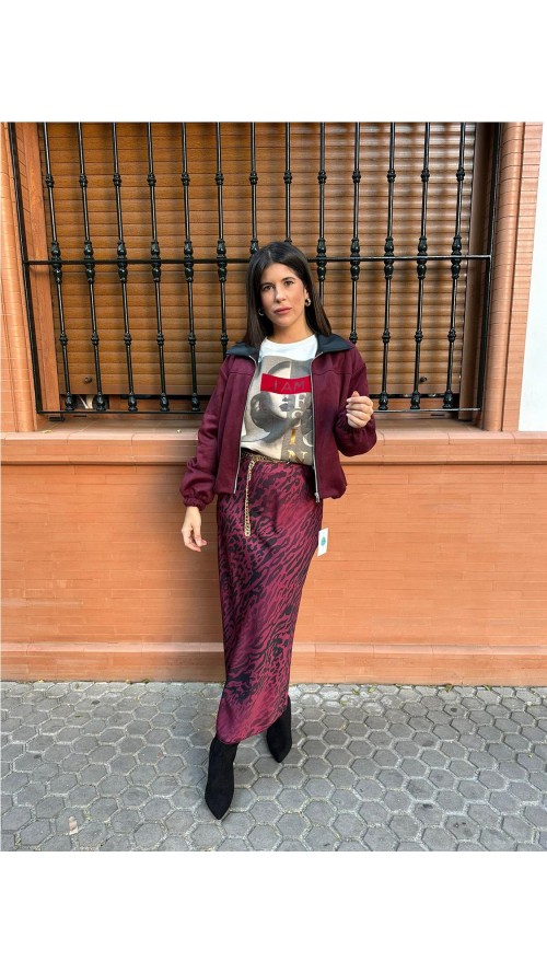 FALDA CEBRA BURDEOS