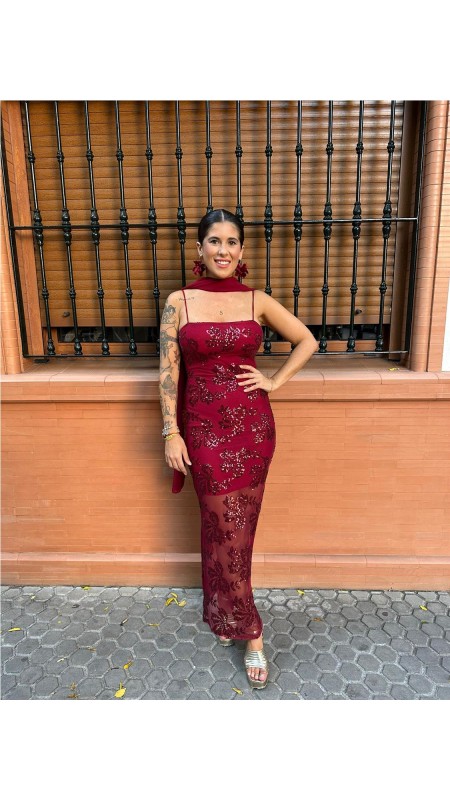 VESTIDO PRIMOR BURDEOS