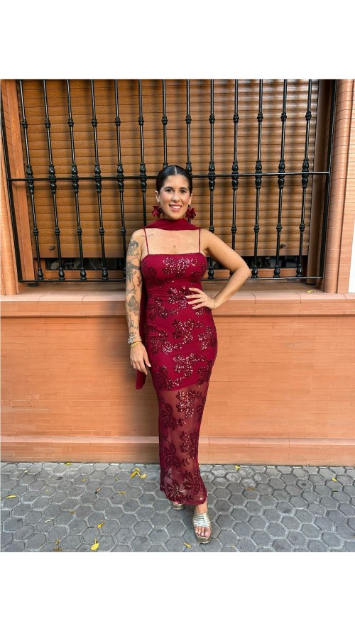 VESTIDO PRIMOR BURDEOS