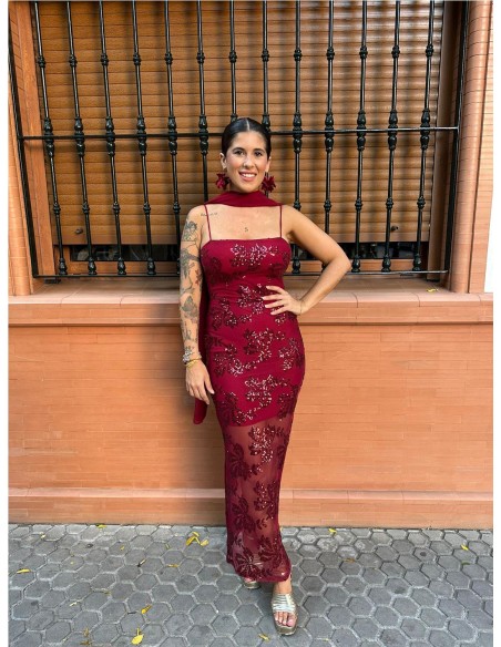 VESTIDO PRIMOR BURDEOS