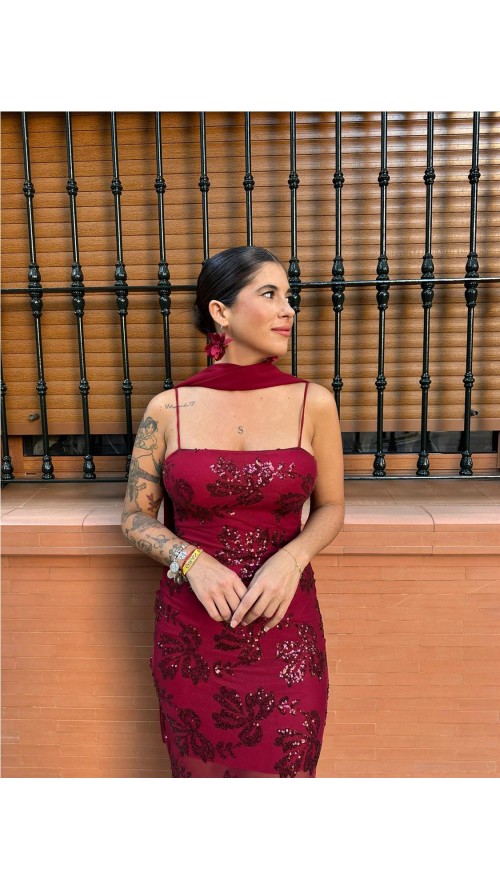 VESTIDO PRIMOR BURDEOS