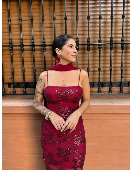 VESTIDO PRIMOR BURDEOS