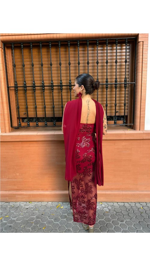 VESTIDO PRIMOR BURDEOS