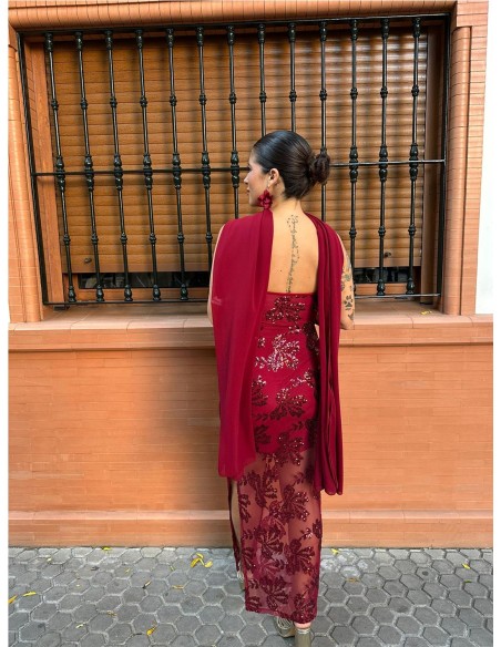 VESTIDO PRIMOR BURDEOS