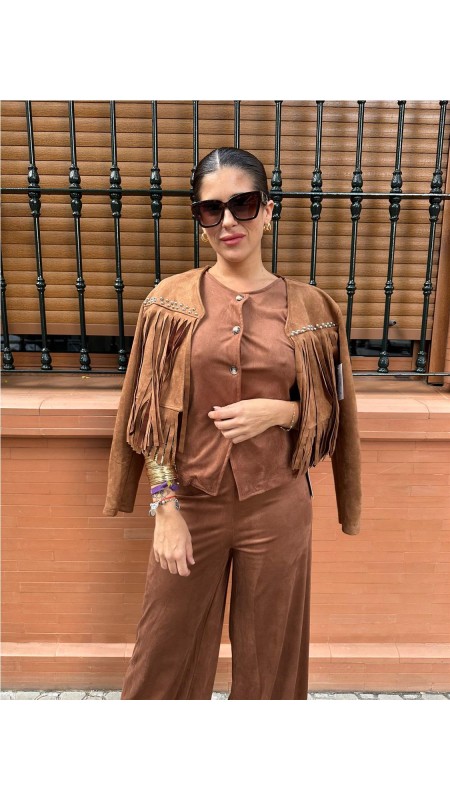 CHAQUETA ANTELINA FLECOS CAMEL
