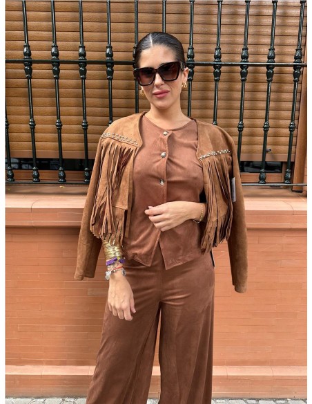 CHAQUETA ANTELINA FLECOS CAMEL