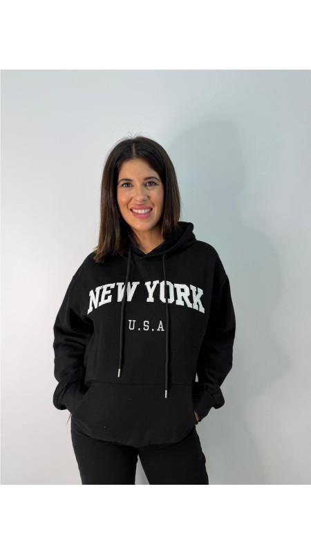 SUDADERA NEW YORK NEGRO