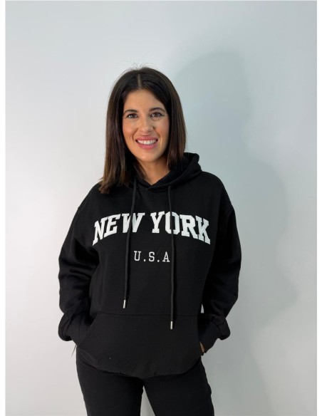 SUDADERA NEW YORK NEGRO