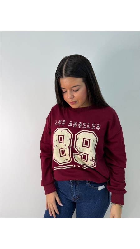SUDADERA LOS ANGELES BURDEOS
