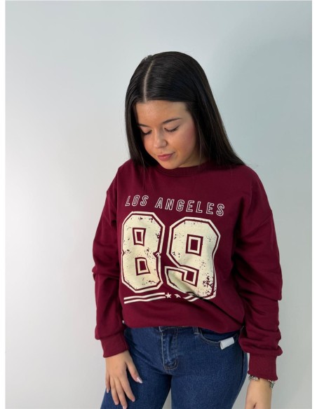 SUDADERA LOS ANGELES BURDEOS
