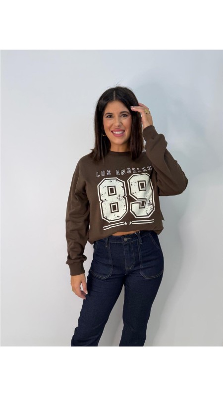 SUDADERA LOS ANGELES MARRON