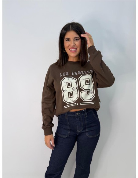 SUDADERA LOS ANGELES MARRON