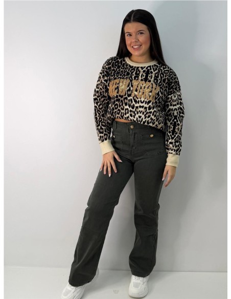 JERSEY PRINT NEW YORK BEIG