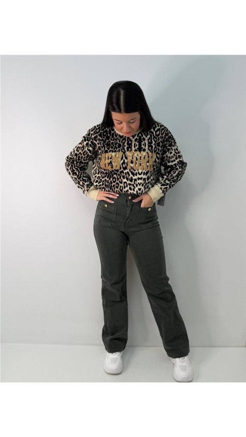 JERSEY PRINT NEW YORK BEIG