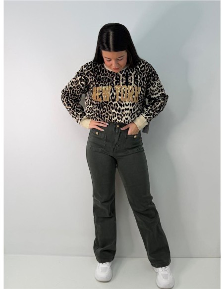 JERSEY PRINT NEW YORK BEIG